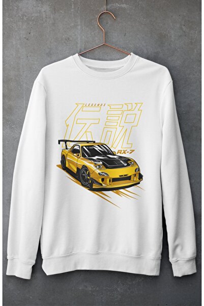 Fuddy Moda Legends RX-7 Світшот без капюшона з принтом, унісекс оверсайз, авт...