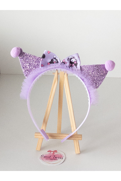 Sweet twins accessories Trend Kuromi Children's Crown Purple Ribbon Bow Pompom Children's Crown