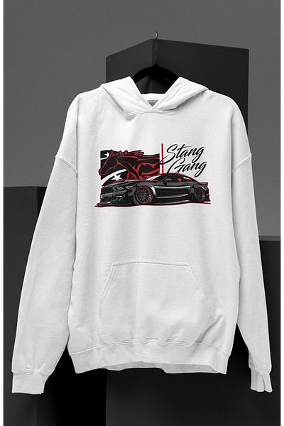 Fuddy Moda Hanorac oversize unisex cu glugă cu Ford Mustang
