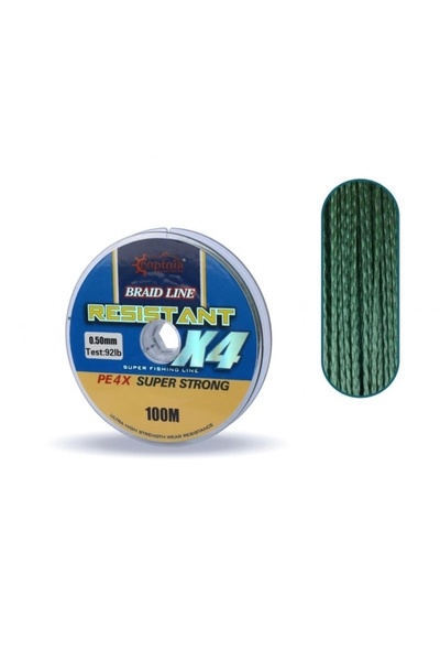CAPTAIN Resistant PE 4 Kat İp Misina 100mt Yeşil 0.06 mm