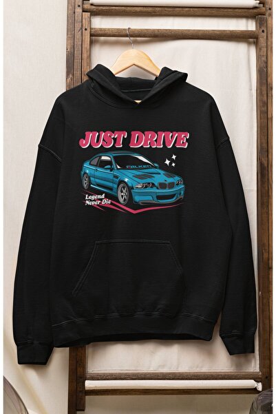 Fuddy Moda Just Drive E46 Štampano Unisex Oversize kroj Sa kapuljačom Dukserica
