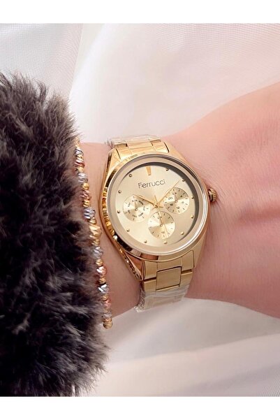 Ferrucci Spor Kasa Çelik Kadın Kol Saati+Bileklik Hediyeli