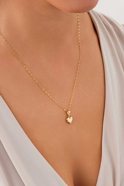 Zeynepli gold & jewelry 14 Ayar Altın Bombeli Kalp Kolye