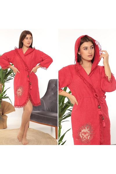 Ender Home Butterfly Bridal Bathrobe Set 5 Piece Lace Dowry Set