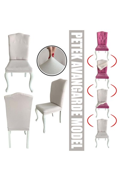 Home 6 Adet Petek Kumaş Avangarde Tipi Sandalye Kılıfı & Sandalye Örtüsü Seti
