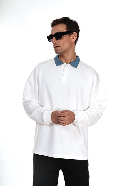 king brich Ανδρικό φούτερ Kingbrich Polo Collar με λεπτομέρεια Oversize Fit