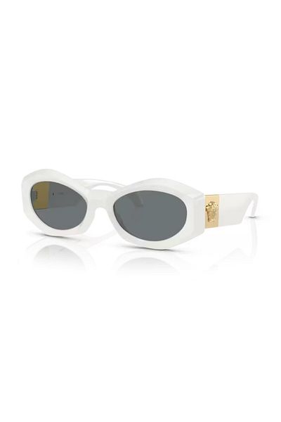 Versace 546280   4466u نظارات شمسية نسائية بيضاء بنمط هندسي