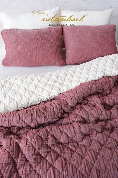 İyi Geceler İstanbul Atlas 100% Cotton Double Muslin Beddeck and Quilt Set