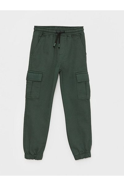 LC Waikiki Lcw dětské zelené chlapecké cargo jogger kalhoty s elastickým pasem