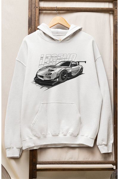 Fuddy Moda Hanorac cu glugă cu imprimeu Legend unisex, hanorac supradimensionat cu tematică pentru mașini de curse