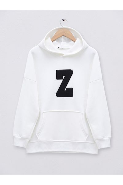 Modamorfo Kapuzen-Fleece-Sweatshirt mit Kängurutasche und Stickerei
