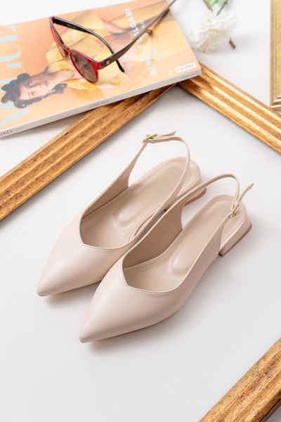 DURUNUN BUTİĞİ Μπαλαρίνες με μυτερό τακούνι Dion Beige (3 cm τακούνι).