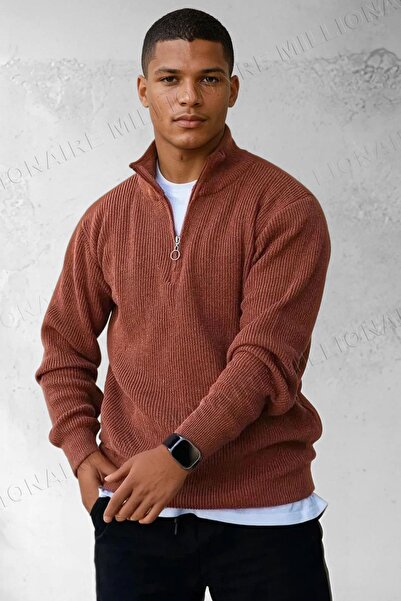 Millionaire Men's Tile Zip Turtleneck Winter Knitwear Sweater