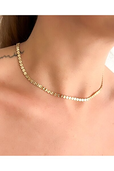 Kutcha Accessories Zarif Altın Kaplama Choker Kolye - Modern Tasarım