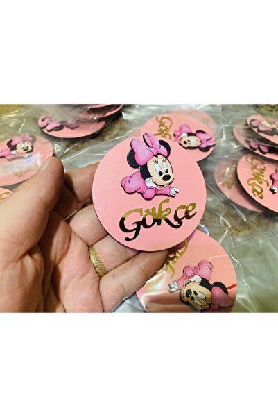 guluslazerkesim 10 ADET MİNİ MAUSE FİGÜRLÜ AHŞAP MAGNET DOĞUM GÜNÜ MEVLÜT HAT...