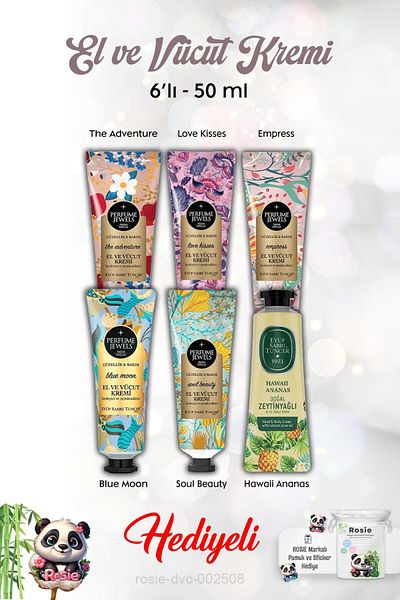 Eyüp Sabri Tuncer Love Kisses Blue Moon, Hawaiian Pineapple, Empress, the Adventure, Soul Beauty Hand Cream 6 Pcs 50 ml and Rosi