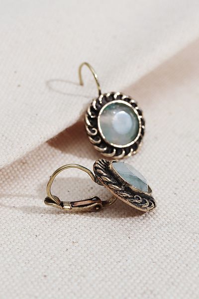 Süspüs Accessories Water Green Stone Round Authentic Earrings