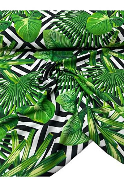 ipekkumaş قميص من قماش الكريب بنمط أوراق الشجر، يتم بيع منتجنا قطعة واحدة 1 متر