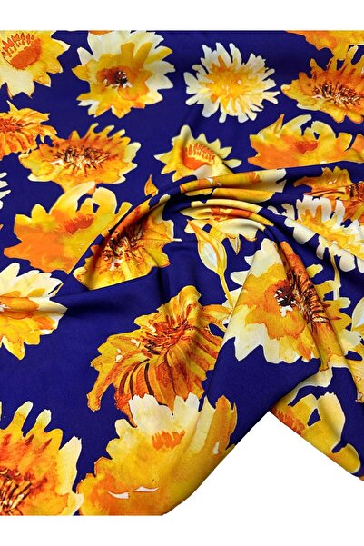 ipekkumaş Sarı Çiçek Desen Elbiselik Gömleklik Krep Kumaş Ürünümüz Adet Olara...