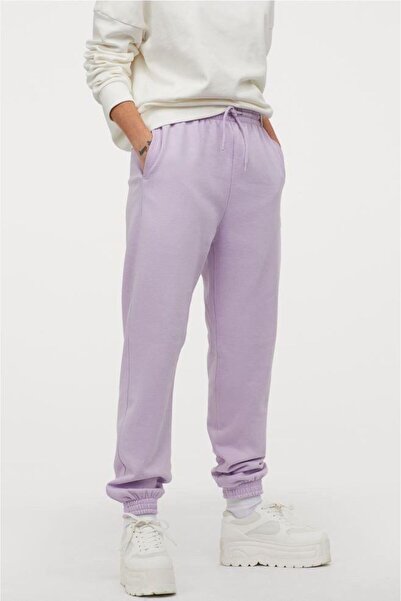 THE WHITE Ανδρικό παντελόνι από βαμβακερό λιλά επένδυση fleece ελαστικό