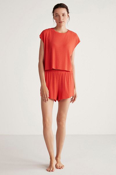 Penyemood Soft Textured Rib Shorts Set -9458