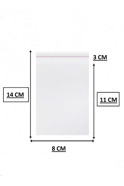 Nikah Şekeri Market Transparent Gelatin Bag with Tape 8 X 14 cm Adhesive Bag 100 Pieces