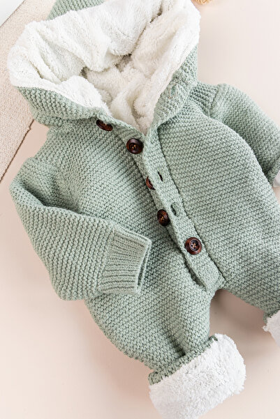 Babymod Knitwear Knitted Welsoft Lined Hooded Winter Baby Rompers