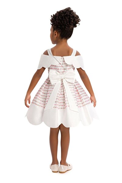 Pamina Kız Çocuk Prenses Yaka Elbise 3-7 Yaş Pembe