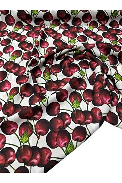 ipekkumaş Kiraz Desen Elbiselik Gömleklik Krep Kumaş Ürünümüz Adet Olarak Sat...