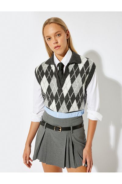 Koton Gray Women's Polo Neck Sweater