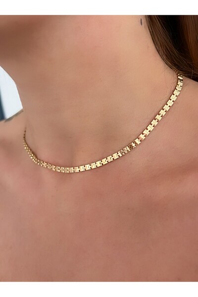 Kutcha Accessories Zarif Altın Kaplama Choker Kolye - Modern Tasarım
