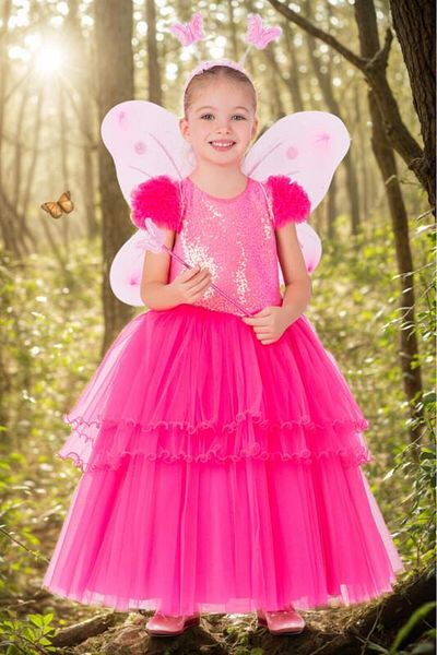 Pamina Fuchsia Girl's Fairy Costume 3-7 Years Fuchsia
