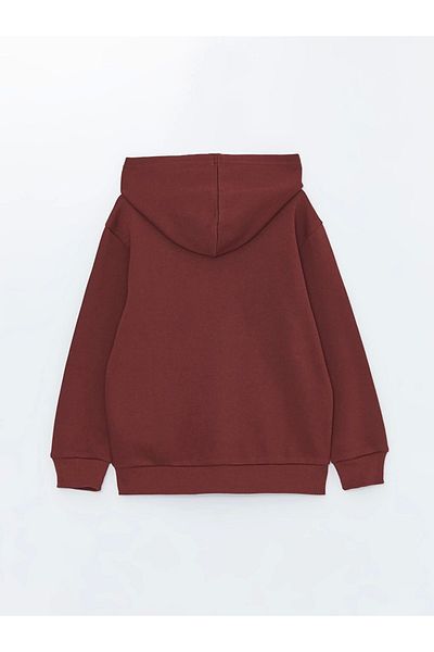 LC Waikiki Lcw Kids Burgundy Hooded Boy's Thick Zip-Up Sweatshirt