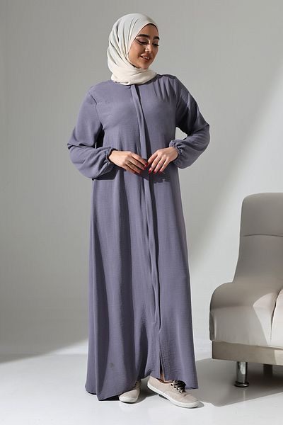 ihvanonline Gray Women's Aerobin Hidden Zipper Hijab Ferace Dress