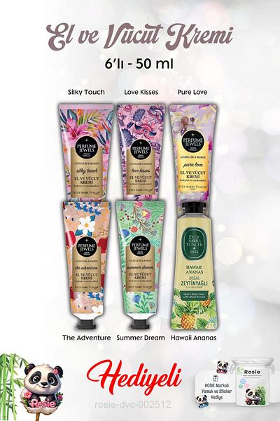 Eyüp Sabri Tuncer 6 Pack Hand Cream the Adventure, Summer Dream, Pure Love, Silky Touch, Love Kisses, Hawaiian Pineapple 50 ml
