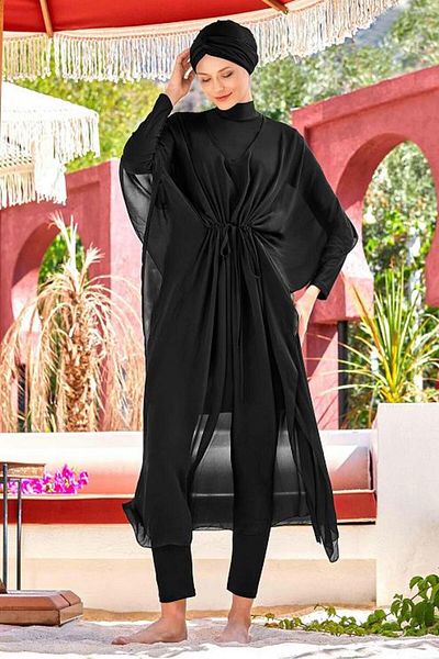 Adasea Black Waist Laced Saw Pareo 6039