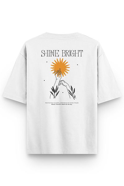 Overoz White Oversize Minimal Back Printed Oversize Unisex T-Shirt 1329