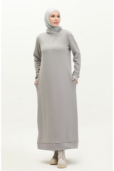 sefamerve Rollkragen-Sportkleid 0282-05 Grau