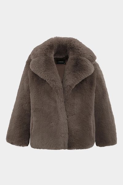 Açelya Okcu Long Feathered Rex Faux Fur Coat for Women