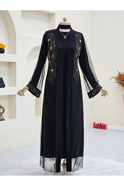 Modamorfo Χάλκινο Abaya με πέτρινη λεπτομέρεια