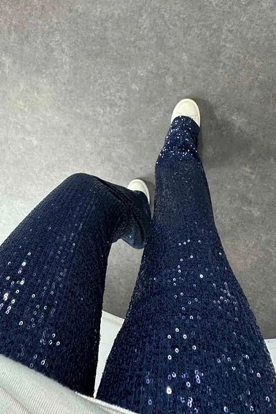 Qaju Damă cu talie elastică și pantaloni largi cu paiete