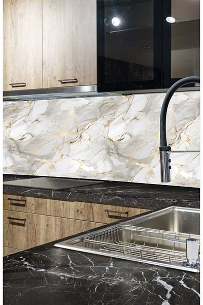 arduçlazer Folie Adeziva Blat Bucatarie Marmura Aurie Texturata 60 Cm X 1 Metru