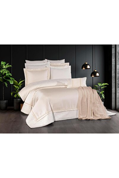 İNFLUXHOME Derin Prenium Yatak Örtüsü Premium Bed Cover Ekru