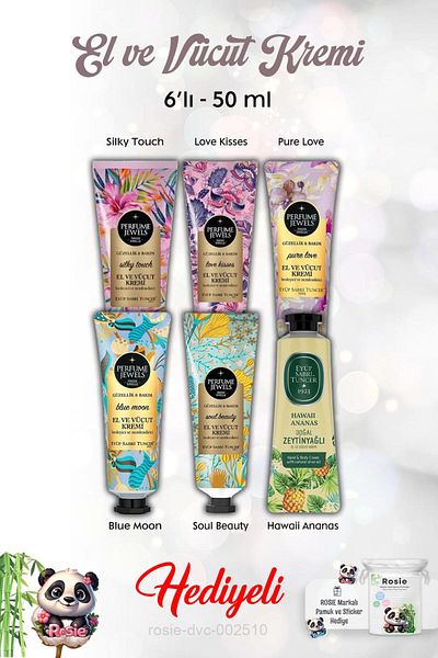 Eyüp Sabri Tuncer 50 ml Pure Love, Silky Touch, Love Kisses, Blue Moon, Hawaii Pineapple, Soul Beauty Hand Cream 6S and Ro