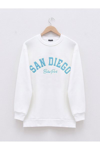 Modamorfo 3-fädiger Sweat mit Textstickerei