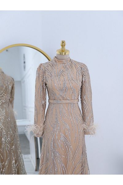 Modamorfo Βραδινό φόρεμα από τούλι glitter με φτερωτά μανίκια