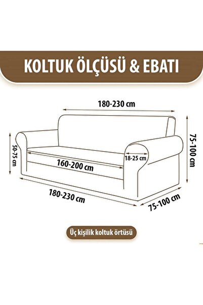 QARDAL Jakarlı Düz Desen 3  Lastikli Koltuk Örtüsü Takımı Kanepe Çekyat Örtüsü Koltuk Kılıfı