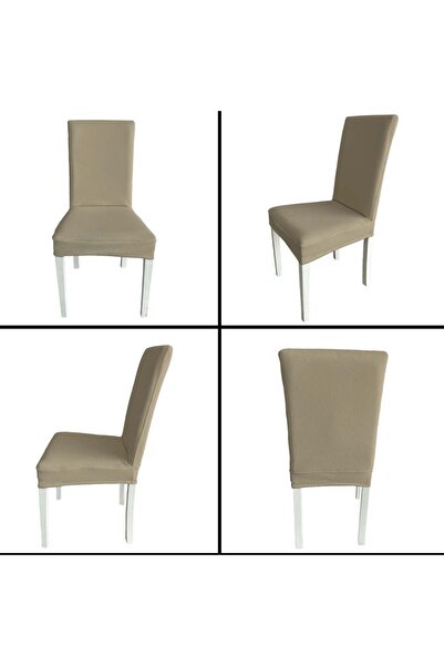 Home 4 Adet Fransız Pamuklu Kumaş Salon Tipi Sandalye Kılıfı & Sandalye Örtüsü Seti