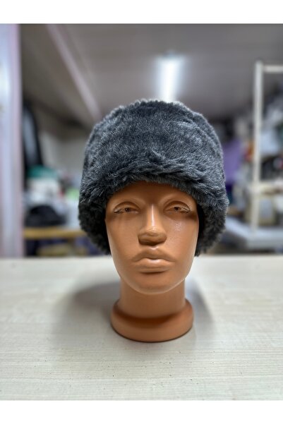 Başusta Dikimevi Unısex Kadın Erkek Kürk Peluş Kışlık Şapka Kalpak Suni Kürk Siyah Kalpak Kafkas