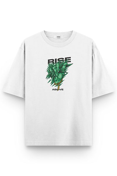 Overoz Μπλουζάκι Unisex Rise Above Printed White Oversize - 1331
